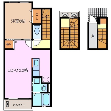 阿倉川駅 徒歩9分 3階の物件間取画像